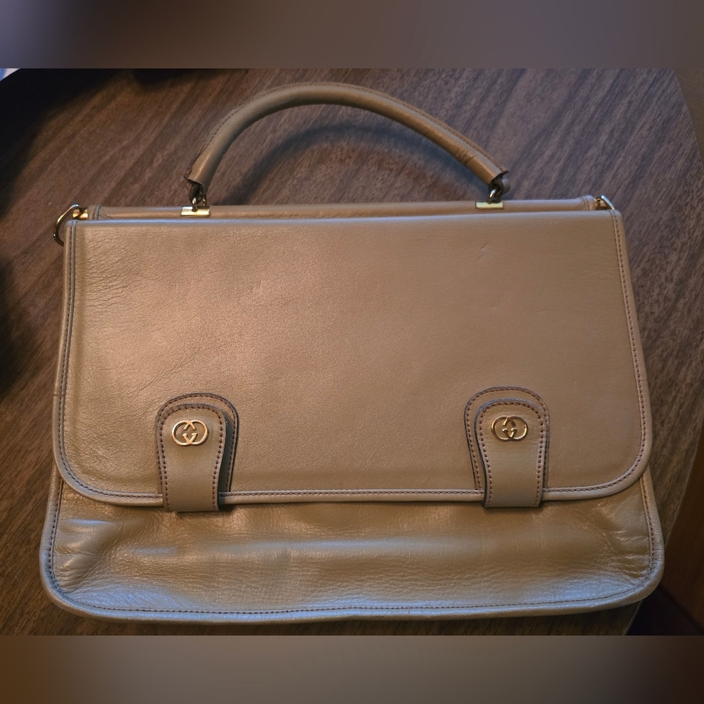 Vintage Gucci Tan Beige Leather Handbag